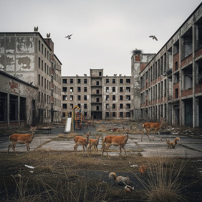 Wildlife Thrives in Urban Decay: A Captivating Scene Wildlife Thrives in Urban Decay: A Captivating Scene