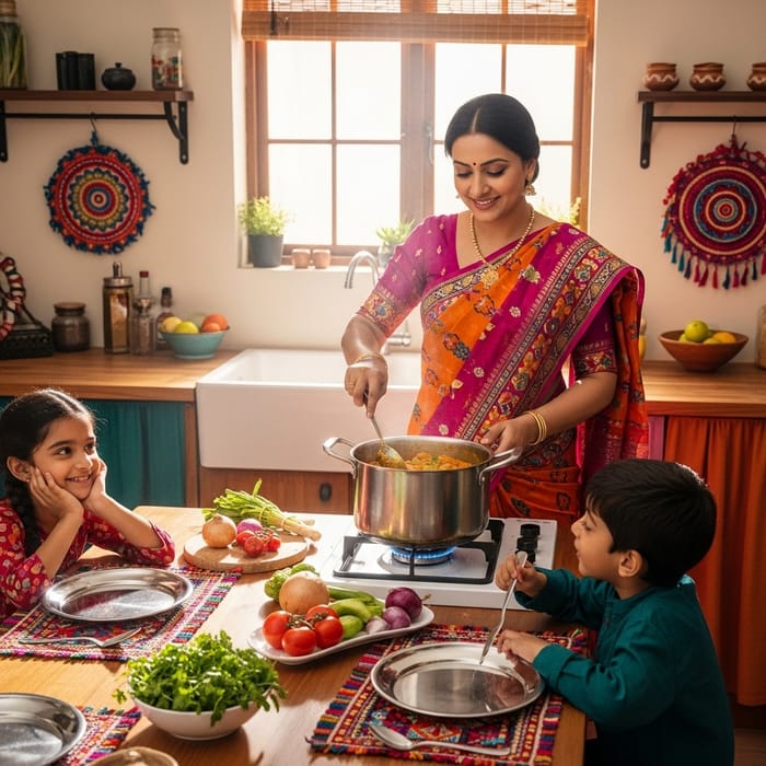 Loving Indian Mother Cooking Family Meal | Domestic Cheer Loving Indian Mother Cooking Family Meal | Domestic Cheer