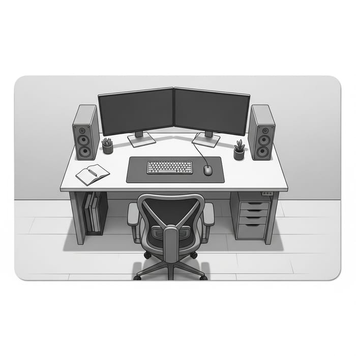 Minimalist Dual Monitor Desk Setup for Mouse Pad Background