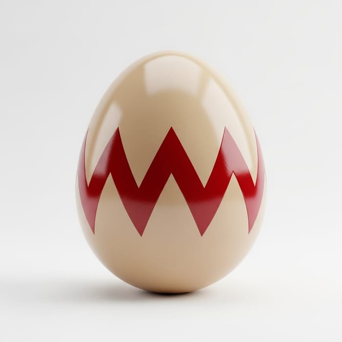 Dark Red Zigzag Easter Egg | 3D Image | White Background Dark Red Zigzag Easter Egg | 3D Image | White Background