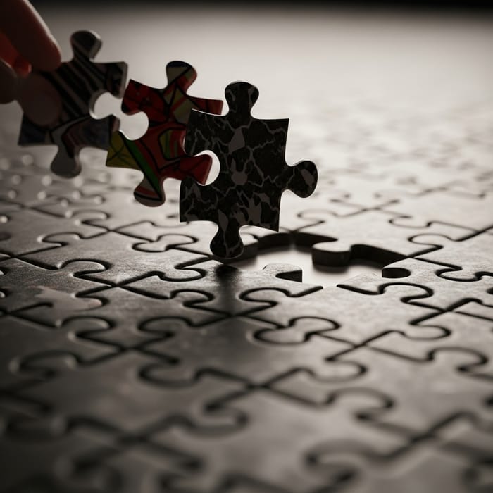 Abstract Unity: Unique Puzzle Pieces Coming Together