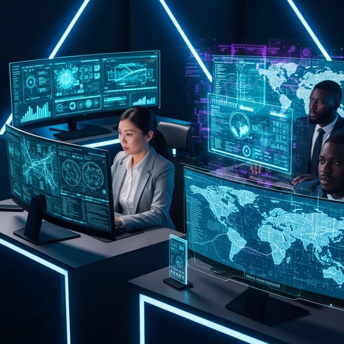Futuristic Cybersecurity Lab | Real-time Threat Analysis