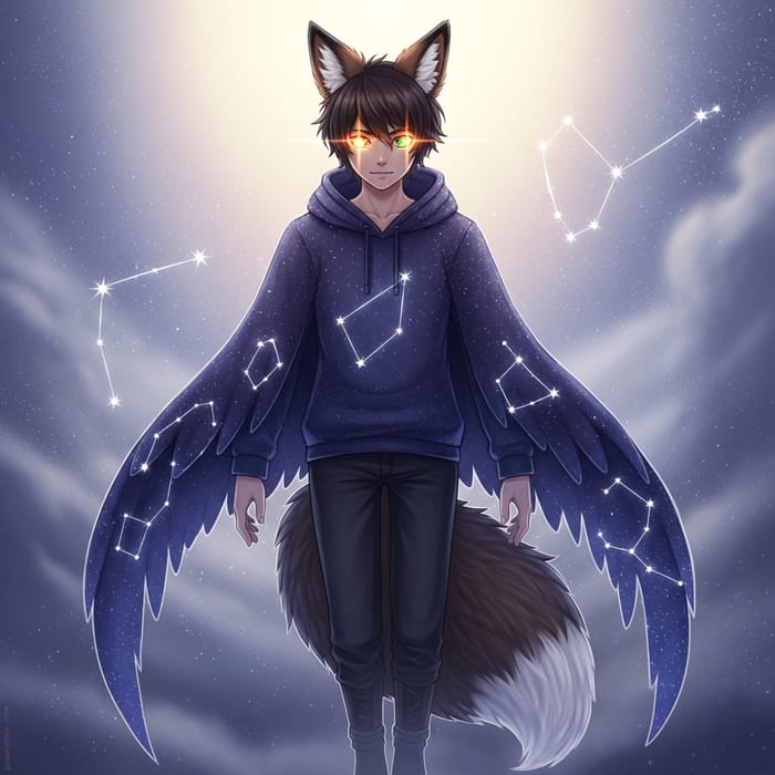 Fantastical Celestial Being with Fox Ears and Tail | Cosmic Fantasy Art Fantastical Celestial Being with Fox Ears and Tail | Cosmic Fantasy Art