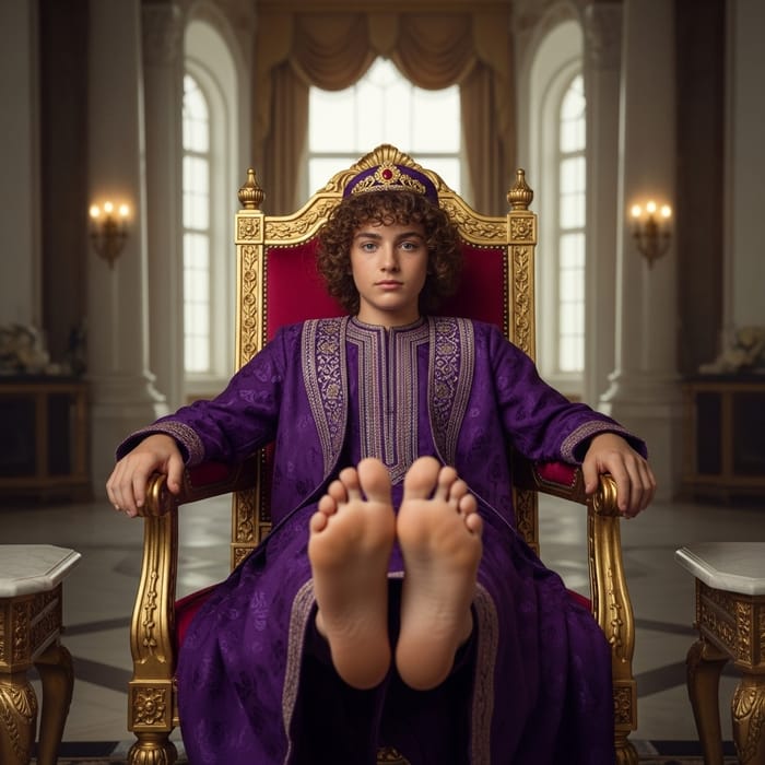 Young King in Luxurious Purple Arabian Attire | Royal Portrait in Palace