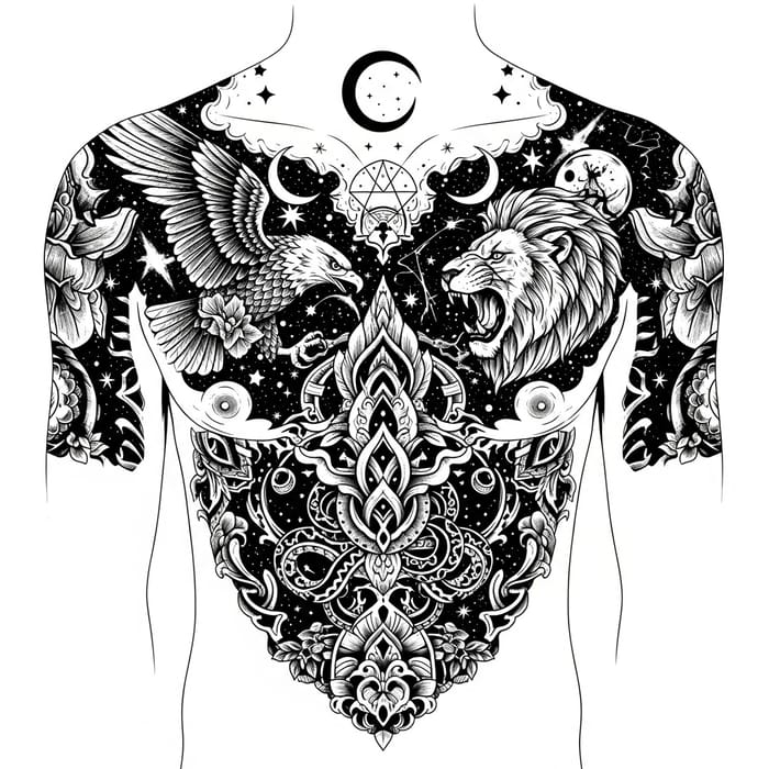 Detailed Chest Ink Tattoo Vector Art Design Detailed Chest Ink Tattoo Vector Art Design