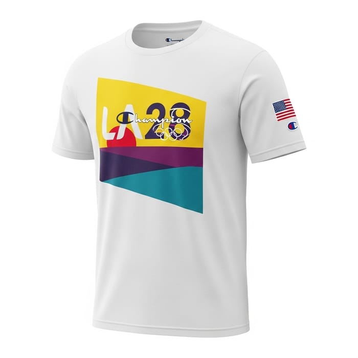 Stylish Champion T-Shirt - 2028 Los Angeles Olympics Color Theme
