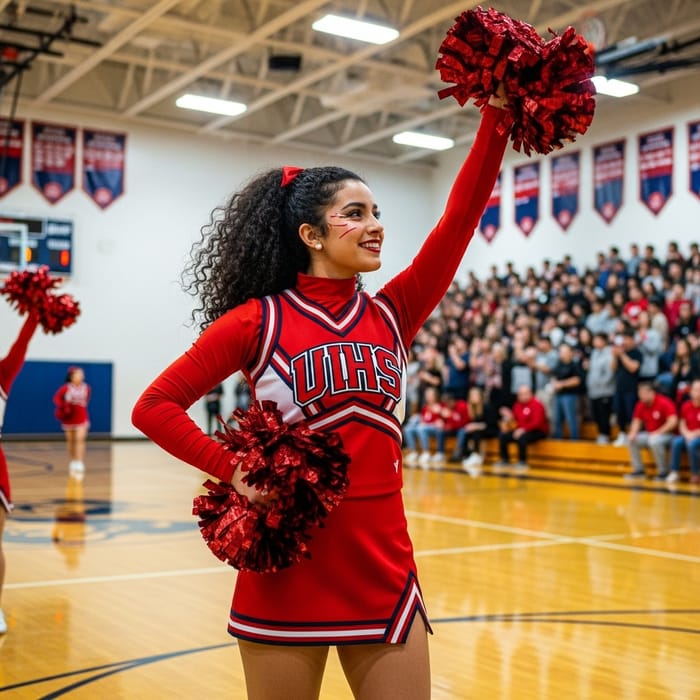 Energetic Cheerleader Performance in Gymnasium Energetic Cheerleader Performance in Gymnasium