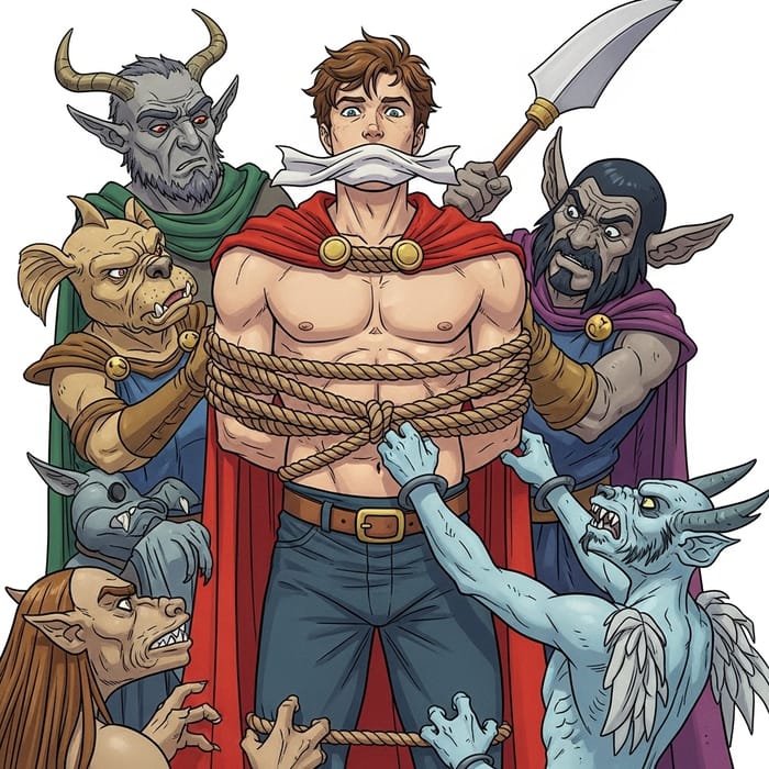 Bound and Gagged Fantasy Prince: Ensnared by Villain's Minions