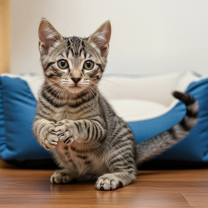 Playful Tabby Cat with Green Eyes | Available Now