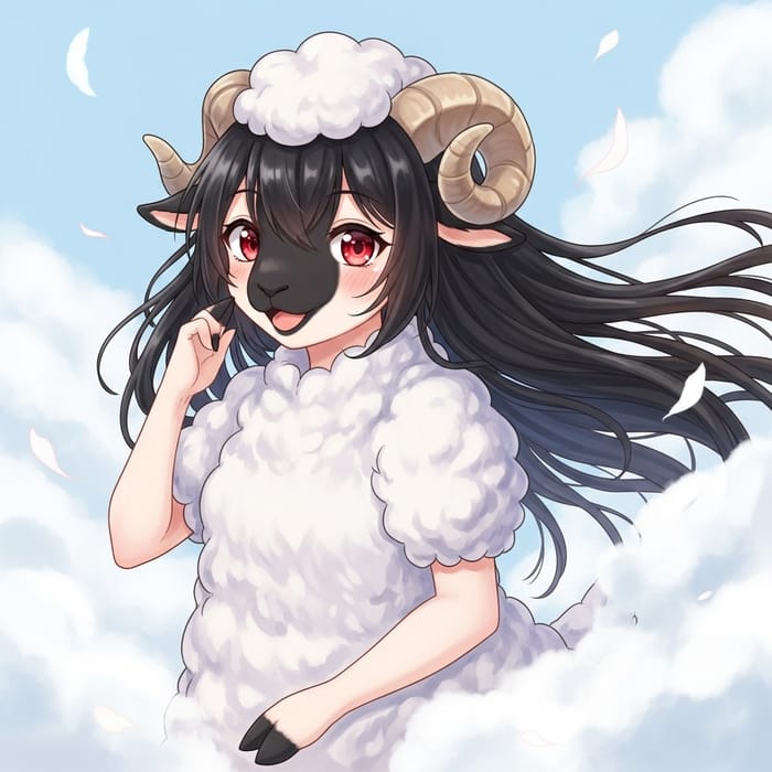 Whimsical Sheep Girl Illustration | Dreamy Art Style Whimsical Sheep Girl Illustration | Dreamy Art Style