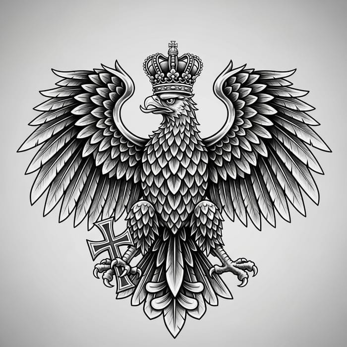 Polish Eagle Tattoo Design with Crown, Cross & Authority Symbolism Polish Eagle Tattoo Design with Crown, Cross & Authority Symbolism