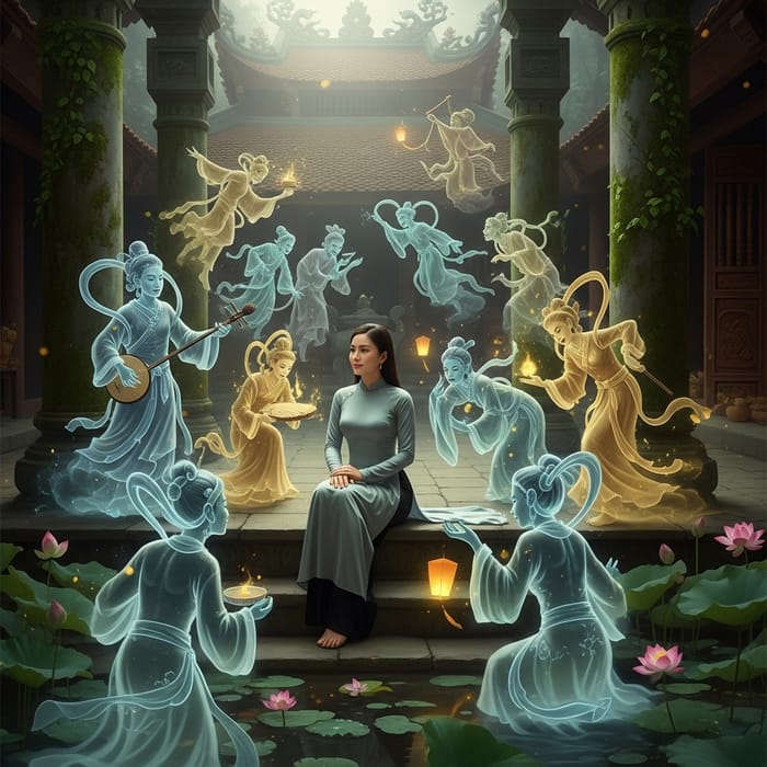 Vietnamese Woman Radiates Peace Among Asian Spirits | Website Name Vietnamese Woman Radiates Peace Among Asian Spirits | Website Name