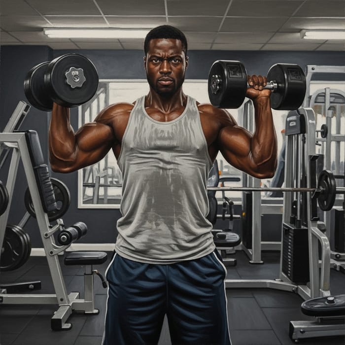 Athletic African Man Shoulder Workout Athletic African Man Shoulder Workout