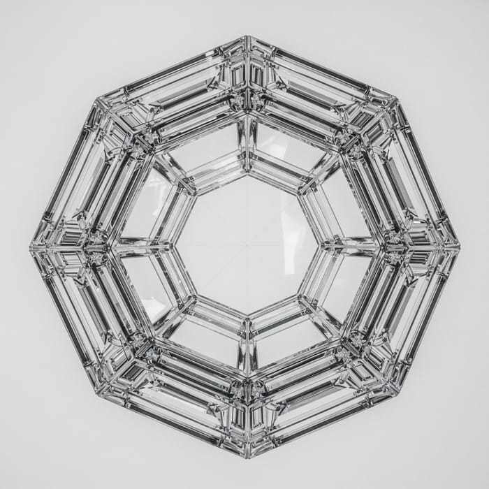 Clear Glass Icosahedron Art Installation | Minimalistic Symmetry