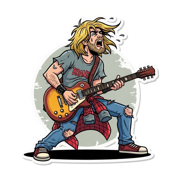 Kurt Cobain Guitar Sticker: Cartoon Design in HD Kurt Cobain Guitar Sticker: Cartoon Design in HD