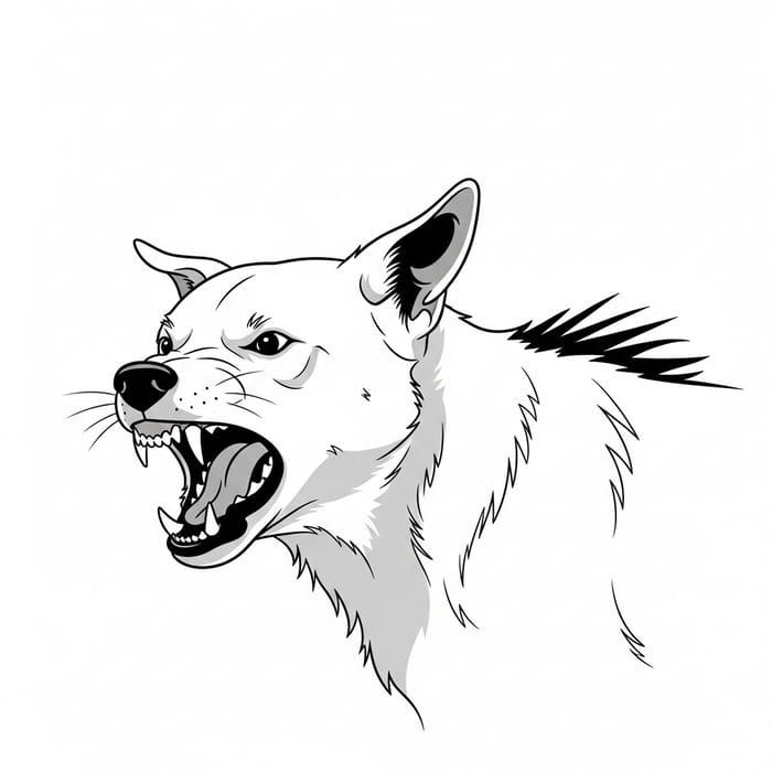 Minimalist Canine Aggression Illustration