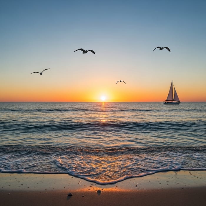 Heart-Shaped Ocean Sunset | Serene Seascape View Heart-Shaped Ocean Sunset | Serene Seascape View