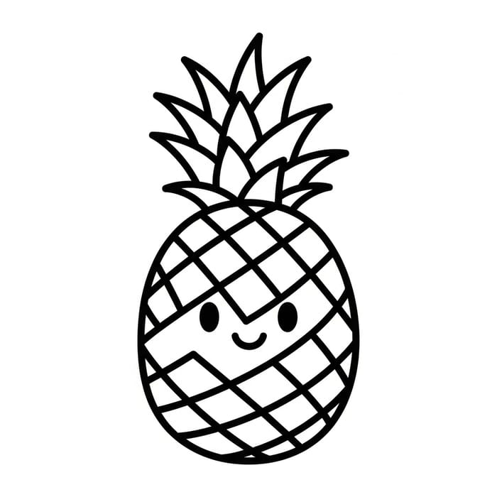 Simple Pineapple Coloring Page for Toddlers