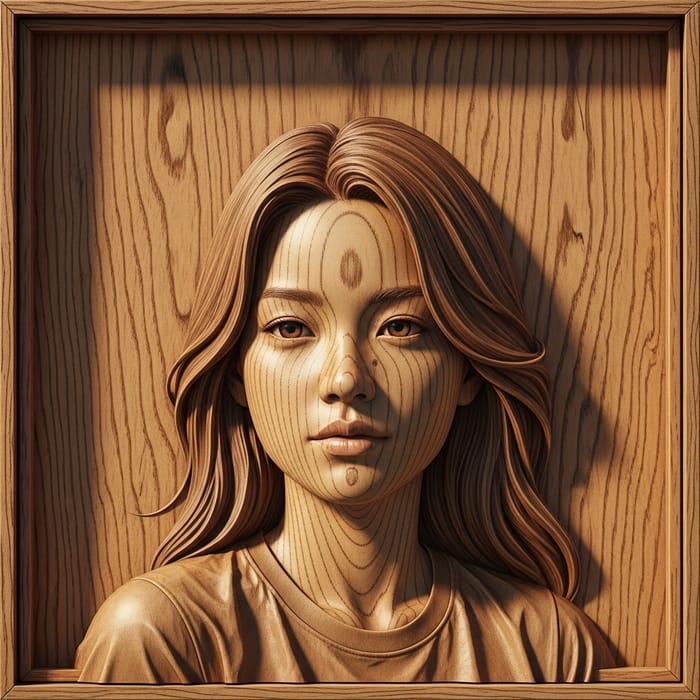 Wood Bas-Relief Sculpture of Girl | Art Design Wood Bas-Relief Sculpture of Girl | Art Design