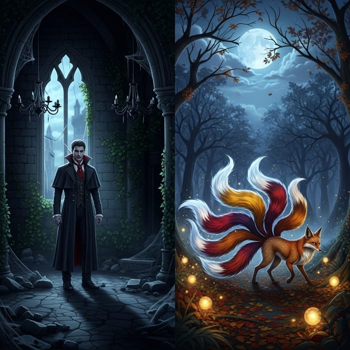 Dark Fantasy: Vampire vs. Nine-Tailed Fox Encounter
