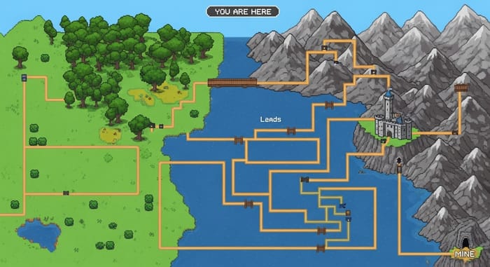 Pixelated Adventure Map: Discover the Enchanted Realm in Pixel Art