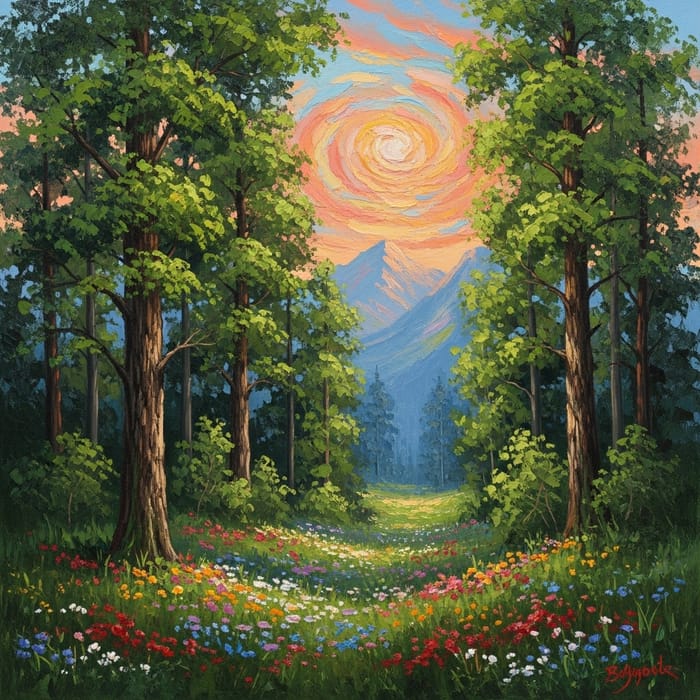 Beautiful Impressionist Forest Landscape Art Beautiful Impressionist Forest Landscape Art