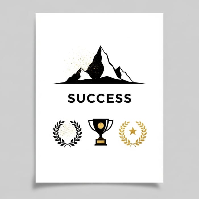 Success Minimalist Art: Black, White & Gold Triumph Success Minimalist Art: Black, White & Gold Triumph