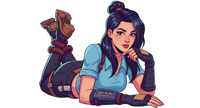 Vibrant Comic Art of a Determined Female Game Character Vibrant Comic Art of a Determined Female Game Character