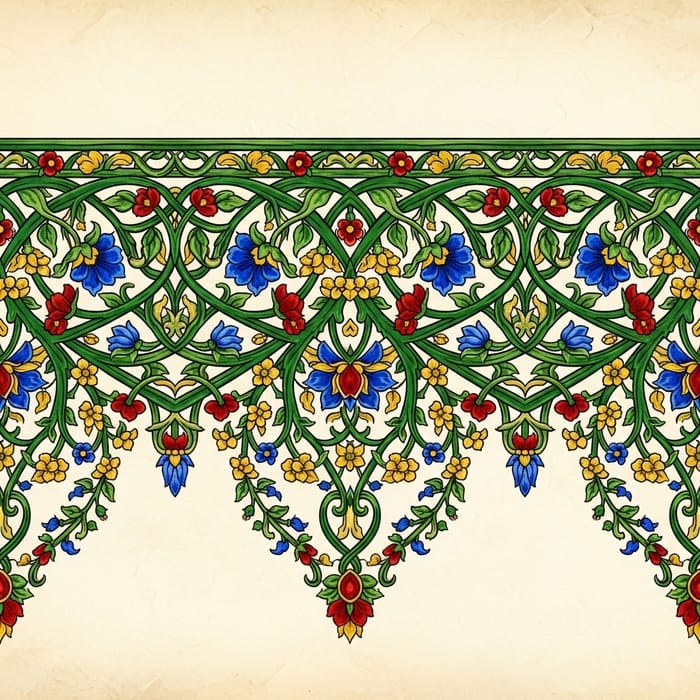 Ornate Floral Border Design: Intricate Vines & Flowers Ornate Floral Border Design: Intricate Vines & Flowers