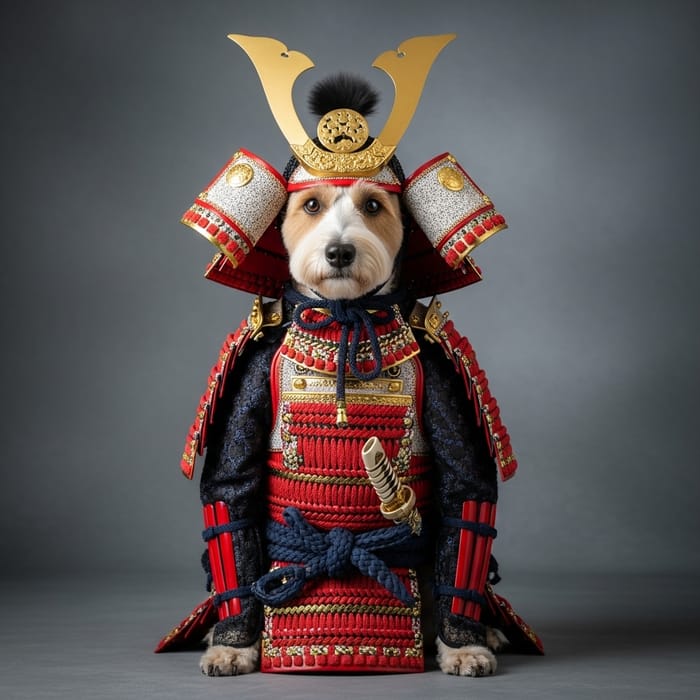 Samurai Dog: Majestic Canine in Traditional Armor