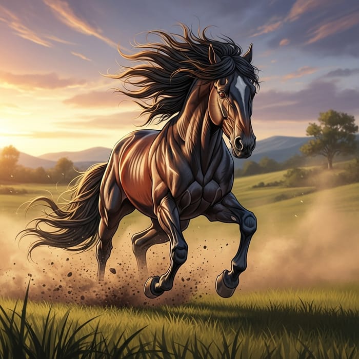 Majestic Horse Galloping in the Wild