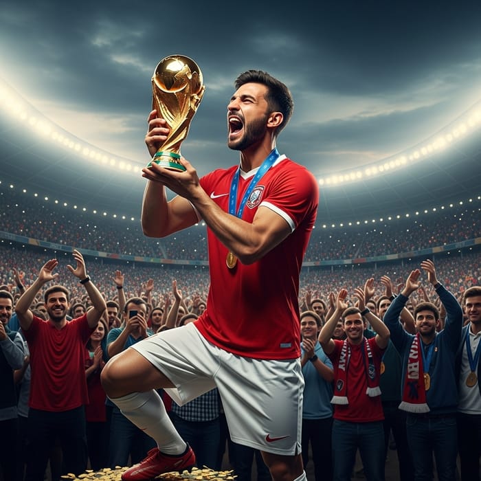 Cristiano Lifts World Cup Trophy in Celebration Cristiano Lifts World Cup Trophy in Celebration