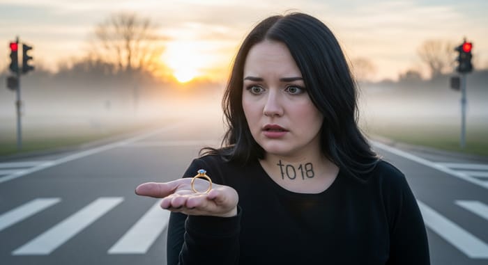 Captivating Crossroads: Youthful Woman and Mysterious Ring
