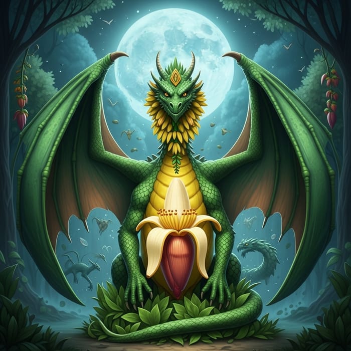 Modern Detailed Fusion: Banana Dragon Imagery