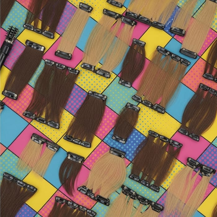 Pop Art Clip-in Hair Extensions - Vibrant Illustration for Hair Enthusiasts Pop Art Clip-in Hair Extensions - Vibrant Illustration for Hair Enthusiasts