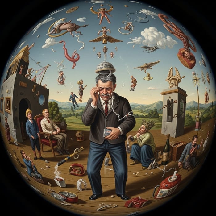 Surrealist Artwork: Emotions of Addiction, Drowning in Chaos Surrealist Artwork: Emotions of Addiction, Drowning in Chaos
