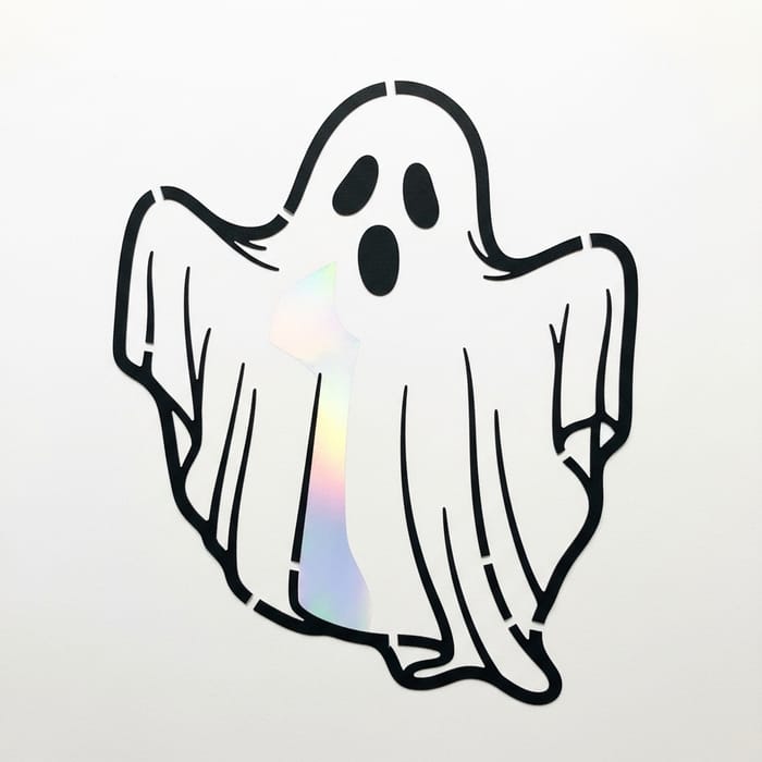 Intriguing Black and White Ghost Stencil with Holographic Interior Intriguing Black and White Ghost Stencil with Holographic Interior