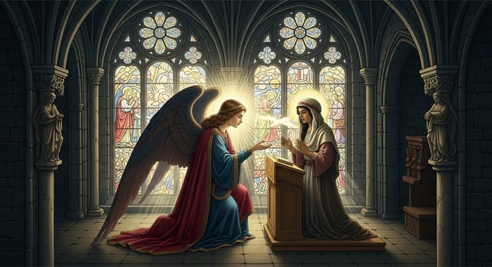 Gothic Style: Angel Gabriel Announces Jesus Christ's Birth to Virgin Mary