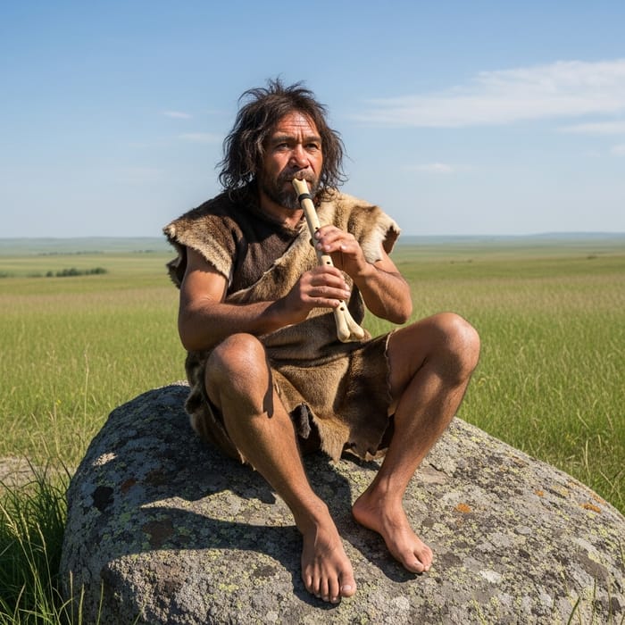 Caveman Playing Melodious Tunes | Open Plains Serenity
