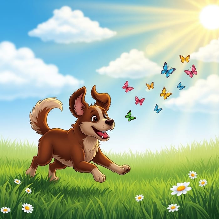 Playful Dog Running in Green Field | Site Name