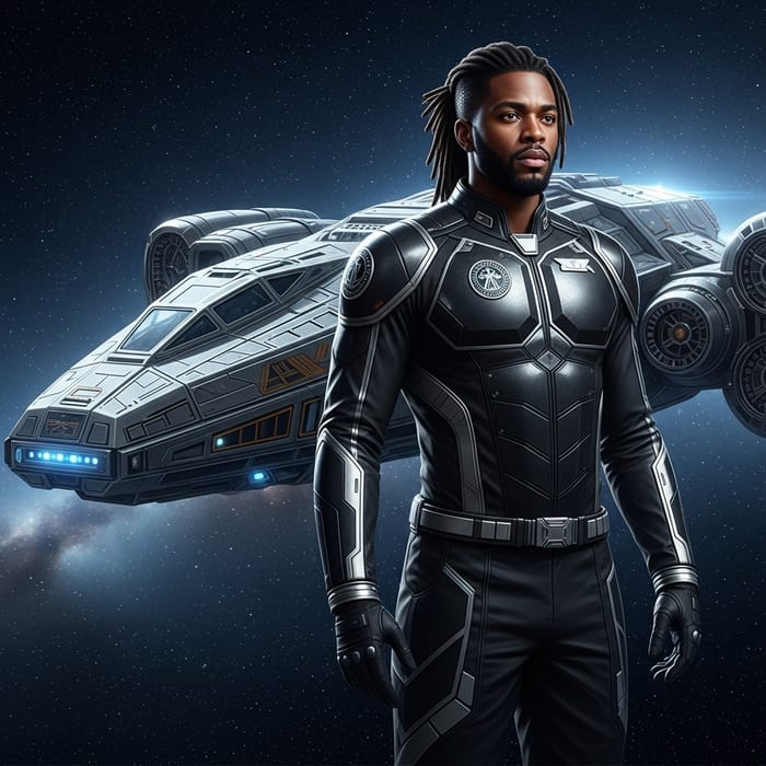 Regal Black Man in Elegant Spacesuit | Vast Cosmic Realm Regal Black Man in Elegant Spacesuit | Vast Cosmic Realm