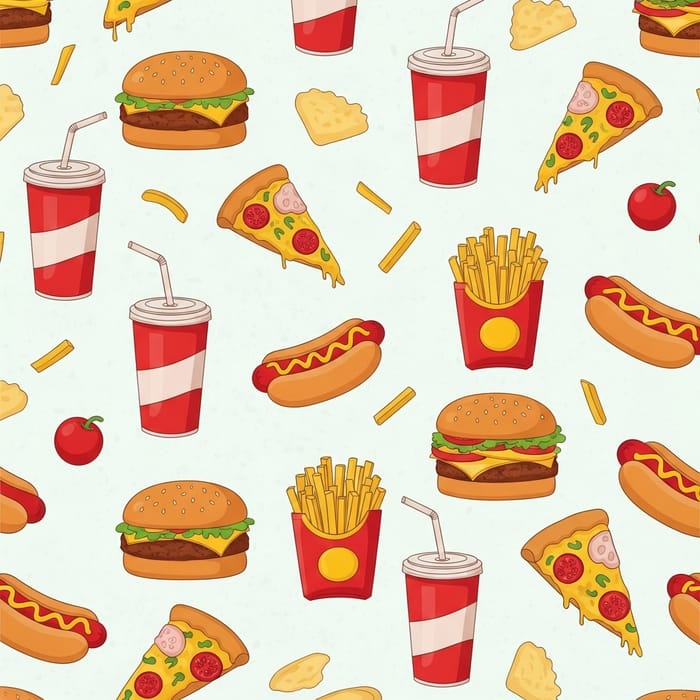 Vibrant Fast Food Wallpaper Design