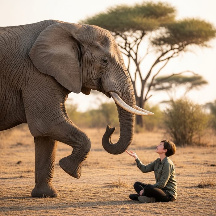 Elephant Stepping Gently Over Person Elephant Stepping Gently Over Person