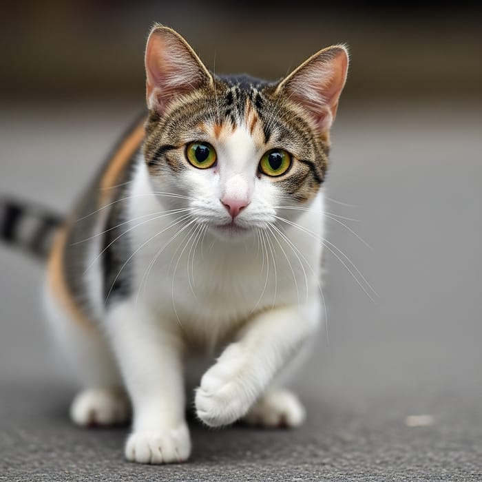 Agile Domestic Shorthair Cat with Striking Eyes Agile Domestic Shorthair Cat with Striking Eyes