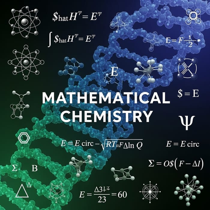 Mathematical Chemistry Textbook Cover with Symbols Mathematical Chemistry Textbook Cover with Symbols