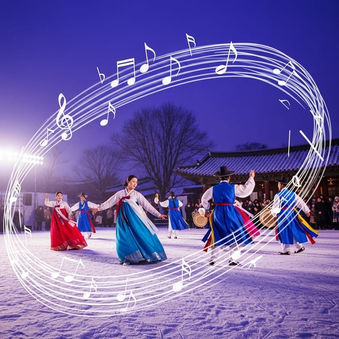 Korean Traditional Dance in Abstract Brush Strokes