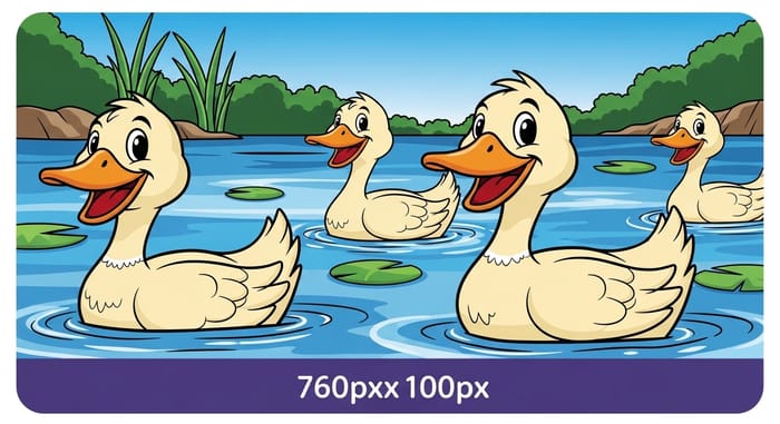 Captivating Cartoon Ducks in Vibrant Pond - Digital Art Captivating Cartoon Ducks in Vibrant Pond - Digital Art