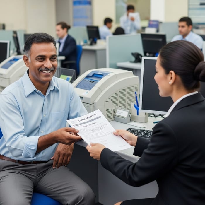 Grandfather Receives Credit Approval at the Bank Grandfather Receives Credit Approval at the Bank