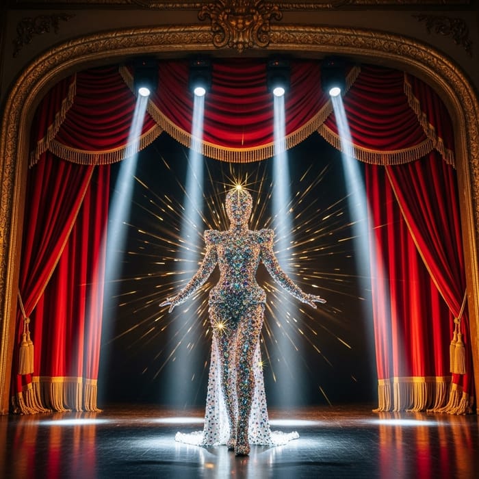Striking Rhinestone-Encrusted Stage Costume