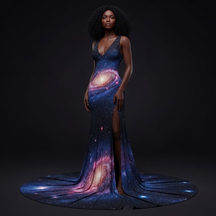 Majestic Black Cosmic Goddess: Elegance Personified